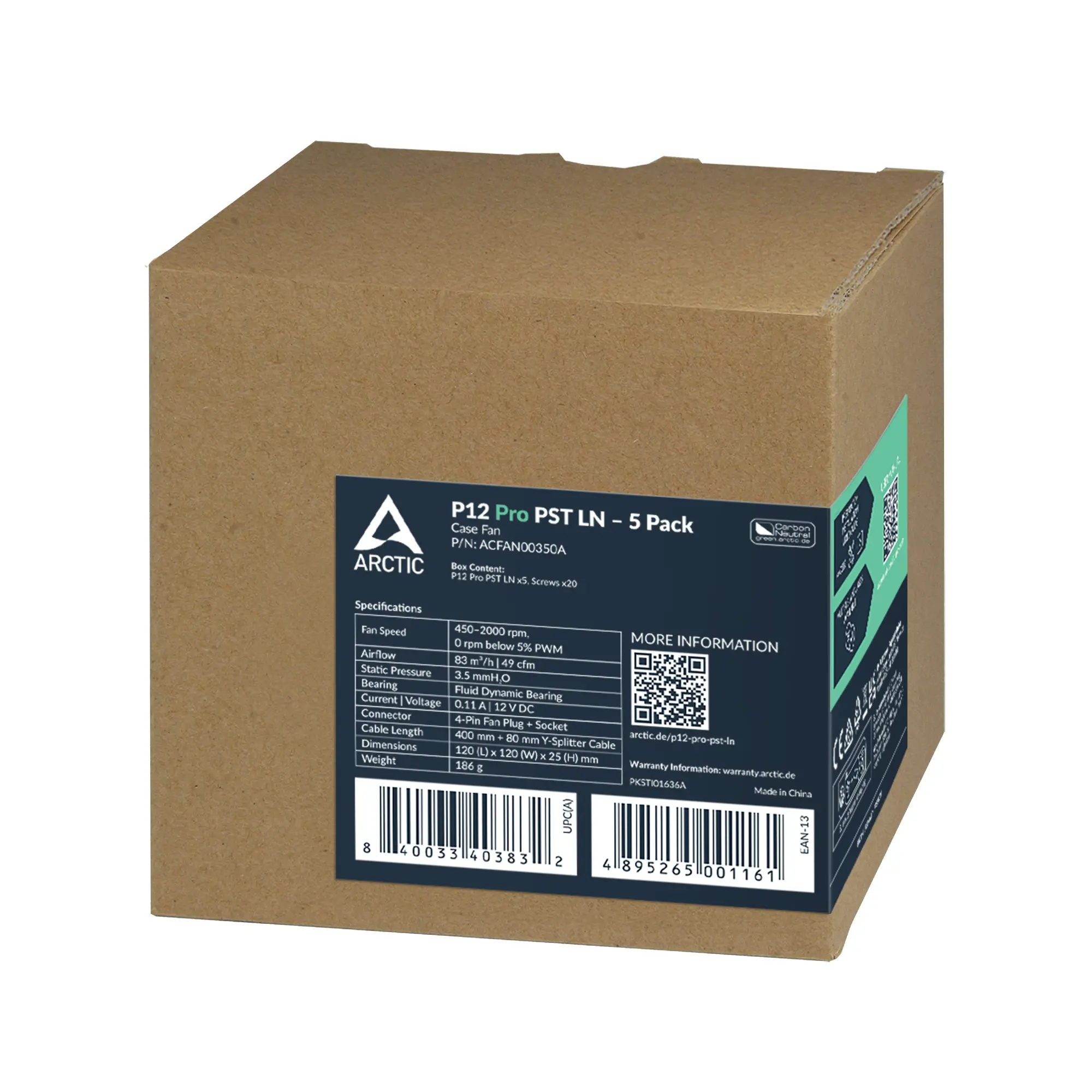 Комплект вентилатори ARCTIC P12 Pro PST LN 120mm PWM 5-Pack - image 6
