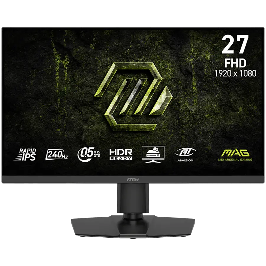 MSI MAG 272PF X24 Gaming Monitor, 27" 240Hz, FHD (1920x1080) 16:9, Rapid IPS, 0.5ms, 300nits, 1000:1, 178/178, AMD FreeSync Premium, HDR Ready, Adjustable stand, Speakers, 1x DP, 2x HDMI, 1x Headphone out, 3Y Warranty
