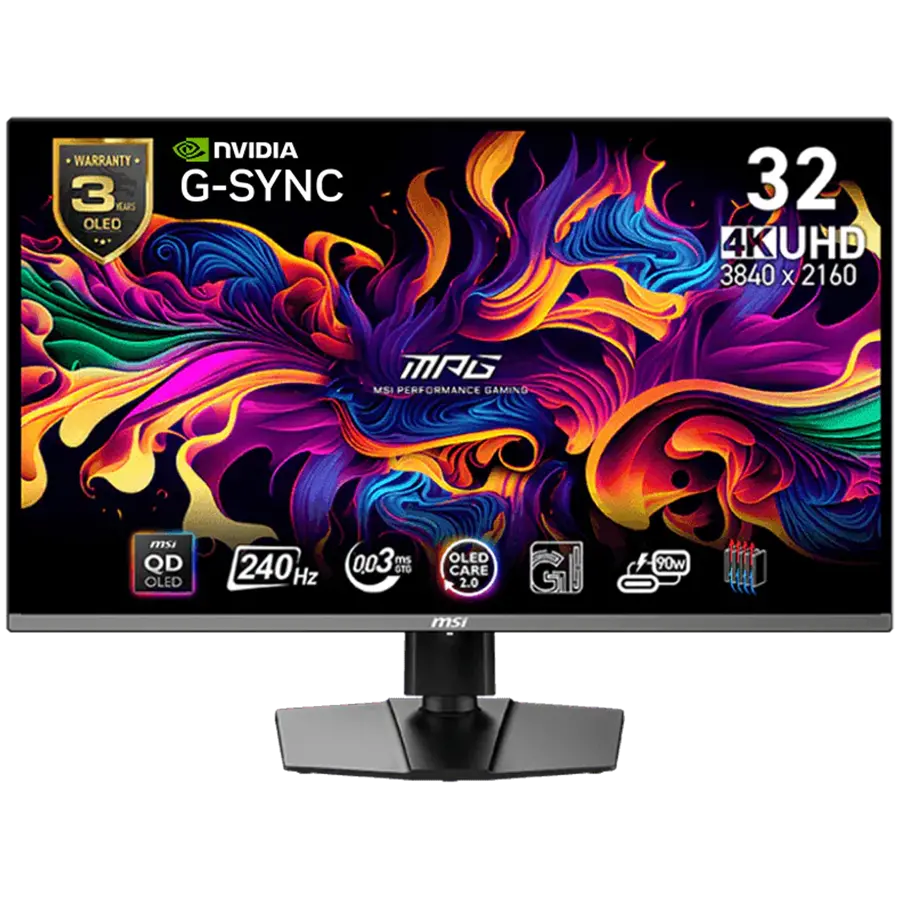 MSI MPG 321URX QD-OLED Gaming Monitor, 31.5" 240Hz, UHD (3840x2160) 16:9, QD-OLED Αντιανακλαστική, 0.03ms, 250nits, 1500000:1, 178/178, G-SYNC