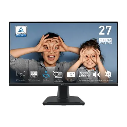 MSI PRO MP275 E14L Professional Business Monitor, 27" 144Hz, FHD (1920x1080) 16:9, IPS Anti-glare, 1ms/4ms, 300nits, 1500:1, 178/178, AMD FreeSync, HDR Ready, Tilt, Speakers, 1x D-Sub(VGA), 1x HDMI, 3Y Warranty MSI PRO MP275 E14L Professional Business Monitor, 27" 144Hz, FHD (1920x1080) 16:9, IPS Anti-glare, 1ms/4ms, 300nits, 1500:1, 178/178, AMD FreeSync, HDR Ready, Tilt, Speakers, 1x D-Sub(VGA), 1x HDMI, 3Y Warranty