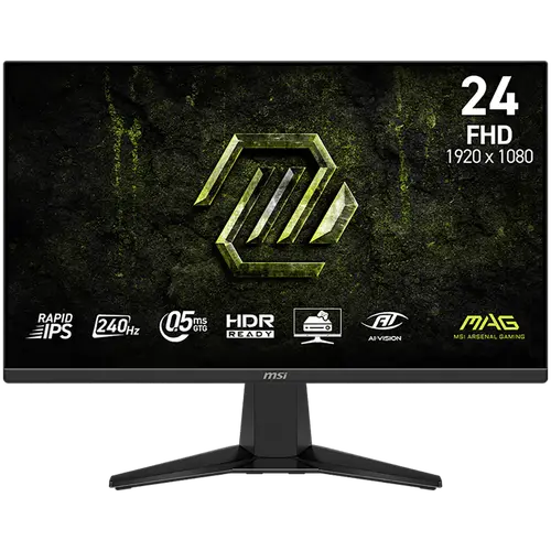 MSI MAG 245F X24 Οθόνη Gaming, 23.8" 240Hz, FHD (1920x1080) 16:9, Rapid IPS, 0.5ms, 300nits, 1000:1, 178/178, AMD FreeSync Premium, HDR Ready, κλίση - 1