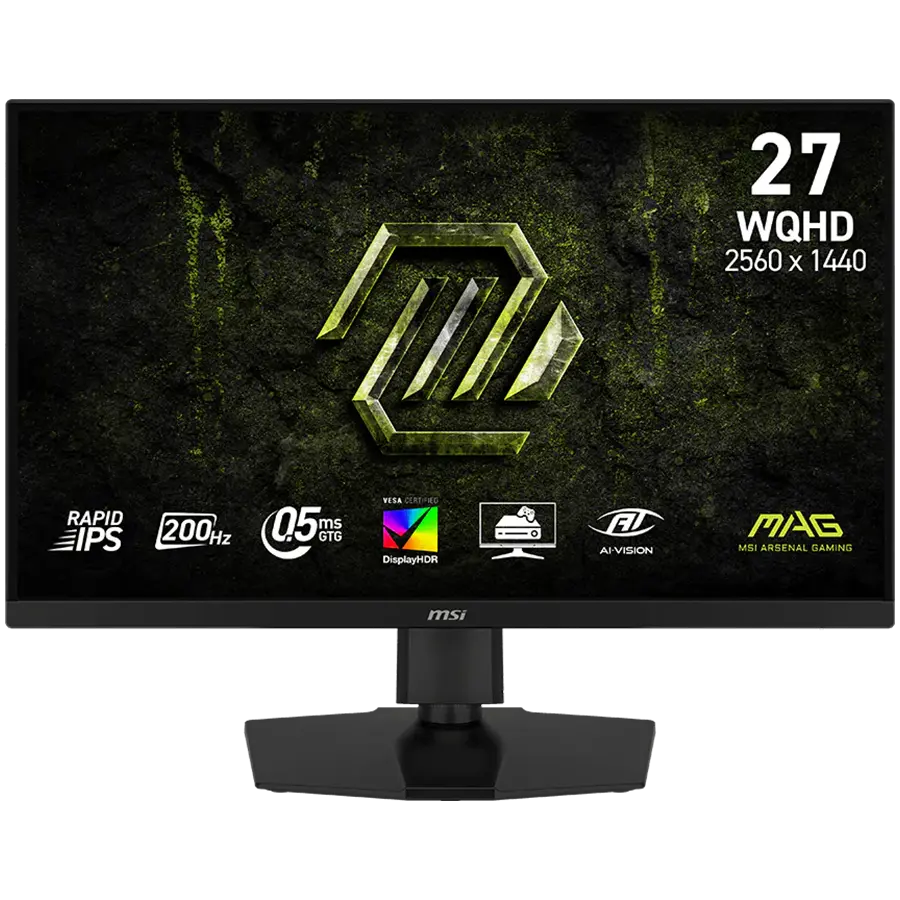 MSI MAG 274QPF E20 Gaming Monitor, 27" 200Hz, WQHD (2560x1440) 16:9, Rapid IPS, 0.5ms, 300nits, 1000:1, 178/178, G-SYNC Compatible, AMD FreeSync Premium, DisplayHDR 400, Adjustable stand, 1x DP, 2x HDMI, 1x Type-C, 1x Headphone out, 3Y Warranty
