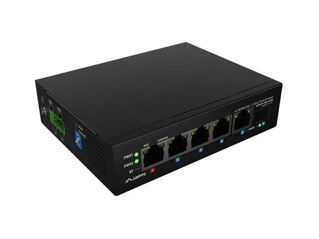 Комутатор, Lanberg Switch ILFE-4P-1Ge-1S-90 POE 1 x BT 3 x AT SFP/ETH DIN Unmanagment Fast Ethernet
