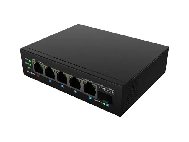 Комутатор, Lanberg Switch ILFE-4P-1Ge-1S-90 POE 1 x BT 3 x AT SFP/ETH DIN Unmanagment Fast Ethernet - image 3
