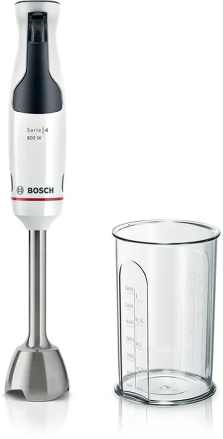 Пасатор, Bosch MSM4W410, SER4, Blender, ErgoMaster, 800 W, Dynamic Speed Control, QuattroBlade System, Included Blender & Measuring cup, White