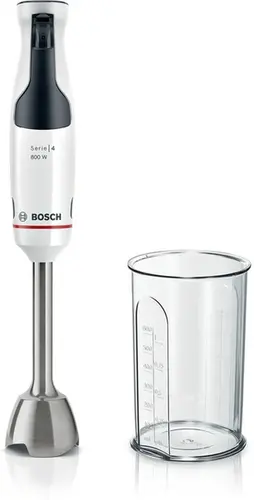 Пасатор, Bosch MSM4W410, SER4, Blender, ErgoMaster, 800 W, Dynamic Speed Control, QuattroBlade System, Included Blender & Measuring cup, White Пасатор, Bosch MSM4W410, SER4, Blender, ErgoMaster, 800 W, Dynamic Speed Control, QuattroBlade System, Included Blender & Measuring cup, White