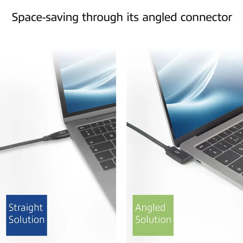 ACT Кабел USB-C - USB-C, 10Gbps, 60W, 1 m, конектори 90° left/right, up/down angled - image 2