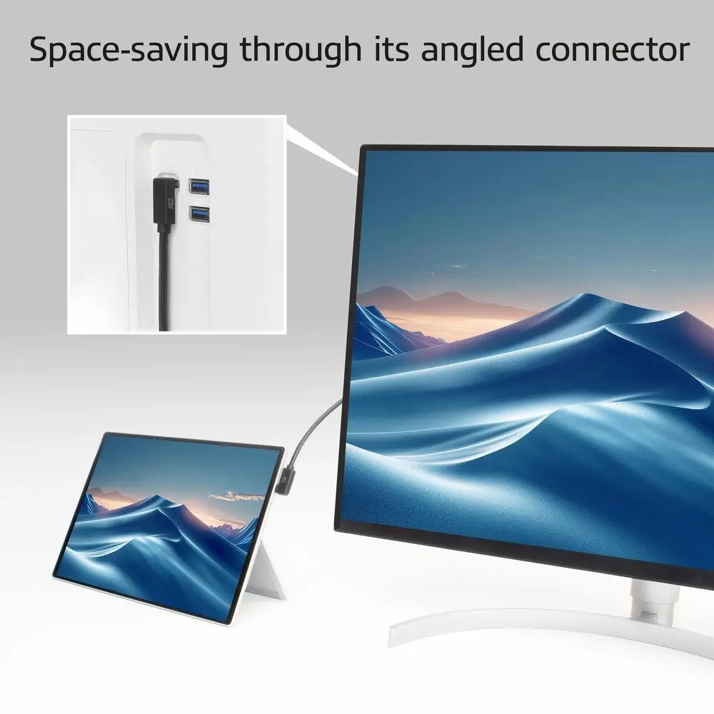 ACT Кабел USB-C - USB-C, 10Gbps, 60W, 1 m, конектори 90° left/right, up/down angled - image 3