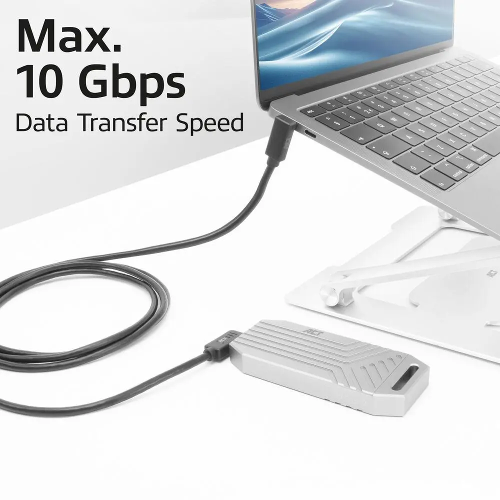 ACT Кабел USB-C - USB-C, 10Gbps, 60W, 1 m, конектори 90° left/right, up/down angled - image 5