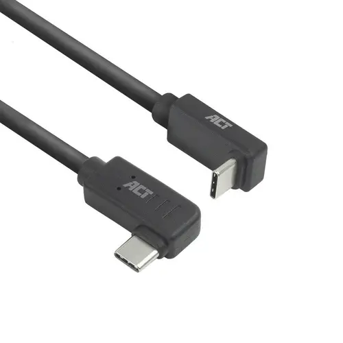 ACT Кабел USB-C - USB-C, 10Gbps, 60W, 1 m, конектори 90° left/right, up/down angled ACT Кабел USB-C - USB-C, 10Gbps, 60W, 1 m, конектори 90° left/right, up/down angled