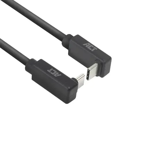 ACT Кабел USB-C 10Gbps, 60W, 0.5м, конектори на 90° up/down angled ACT Кабел USB-C 10Gbps, 60W, 0.5м, конектори на 90° up/down angled