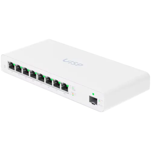 Ubiquity Switch (8) GbE RJ45 ports with 27V passive PoE output,1 SFP port Ubiquity Switch (8) GbE RJ45 ports with 27V passive PoE output,1 SFP port