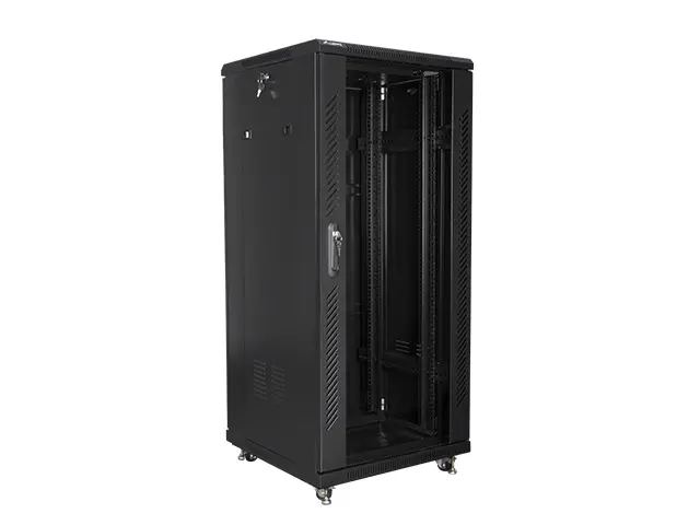 Комуникационен шкаф, Lanberg rack cabinet 19" free-standing 27U / 600x600 self-assembly flat pack, black