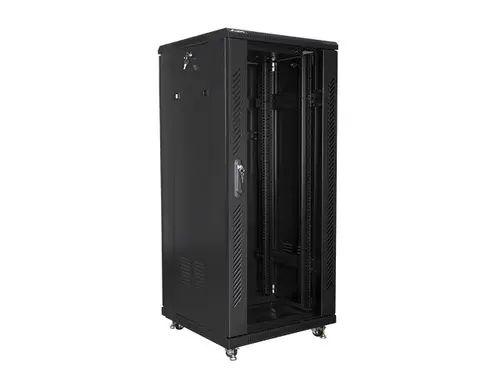 Комуникационен шкаф, Lanberg rack cabinet 19" free-standing 27U / 600x600 self-assembly flat pack, black Комуникационен шкаф, Lanberg rack cabinet 19" free-standing 27U / 600x600 self-assembly flat pack, black