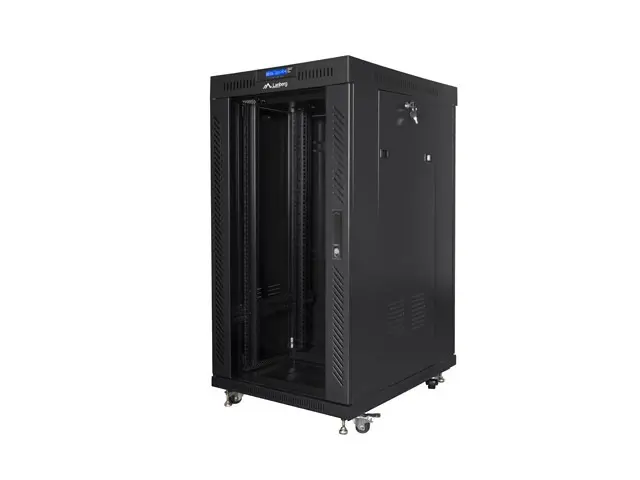 Комуникационен шкаф, Lanberg rack cabinet 19" free-standing 22U/600x800 (flat pack) with glass door lcd black v2