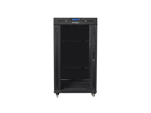 Комуникационен шкаф, Lanberg rack cabinet 19" free-standing 22U/600x800 (flat pack) with glass door lcd black v2 - image 2