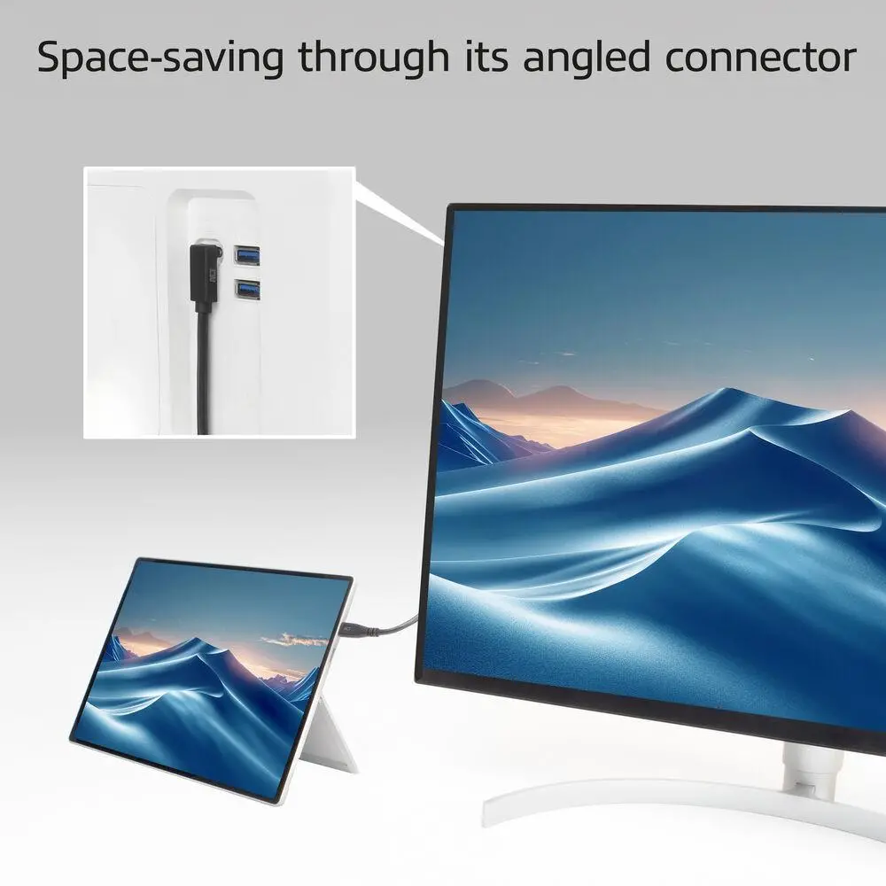 ACT Кабел USB-C - USB-C, 10Gbps, 60W, 1 м, конектори - 1 x прав и 1 x на 90° up/down angled - image 2