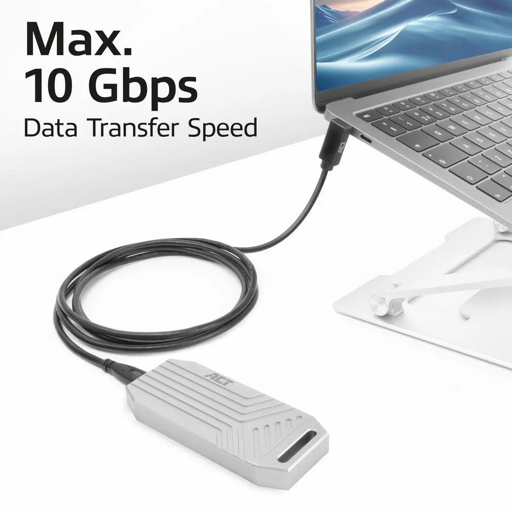 ACT Кабел USB-C - USB-C, 10Gbps, 60W, 0.5 м, конектори - 1x прав и 1x на 90° up/down angled - image 5