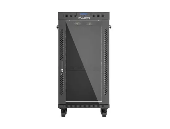 Комуникационен шкаф, Lanberg Rack Cabinet 19" Free-Standing 22U/600X600 (FlAT Pack) With Glass Door LCD Black V2