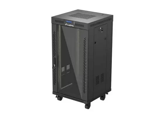 Комуникационен шкаф, Lanberg Rack Cabinet 19" Free-Standing 22U/600X600 (FlAT Pack) With Glass Door LCD Black V2 - image 1