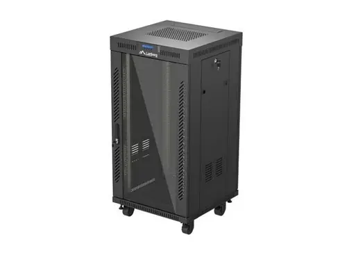 Комуникационен шкаф, Lanberg Rack Cabinet 19" Free-Standing 22U/600X600 (FlAT Pack) With Glass Door LCD Black V2 - image 1
