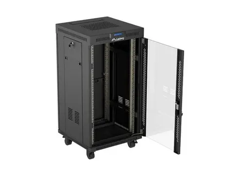 Комуникационен шкаф, Lanberg Rack Cabinet 19" Free-Standing 22U/600X600 (FlAT Pack) With Glass Door LCD Black V2 - image 2