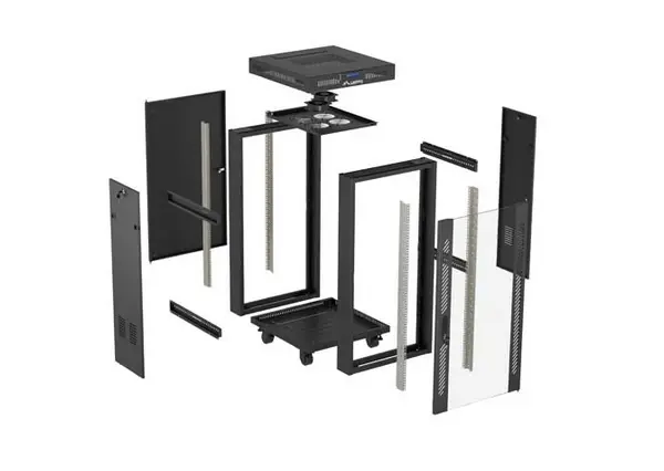 Комуникационен шкаф, Lanberg Rack Cabinet 19" Free-Standing 22U/600X600 (FlAT Pack) With Glass Door LCD Black V2 - image 5