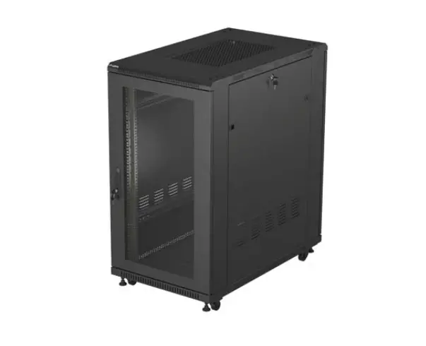Комуникационен шкаф, Lanberg Rack Cabinet 19" Free-Standing 22U/600X1000 (FlAT Pack) With Mesh Door Black