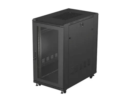 Комуникационен шкаф, Lanberg Rack Cabinet 19" Free-Standing 22U/600X1000 (FlAT Pack) With Mesh Door Black Комуникационен шкаф, Lanberg Rack Cabinet 19" Free-Standing 22U/600X1000 (FlAT Pack) With Mesh Door Black