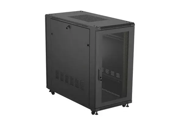 Комуникационен шкаф, Lanberg Rack Cabinet 19" Free-Standing 22U/600X1200 (FlAT Pack) With Mesh Door Black - image 1