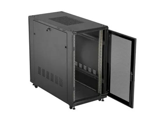 Комуникационен шкаф, Lanberg Rack Cabinet 19" Free-Standing 22U/600X1200 (FlAT Pack) With Mesh Door Black - image 2