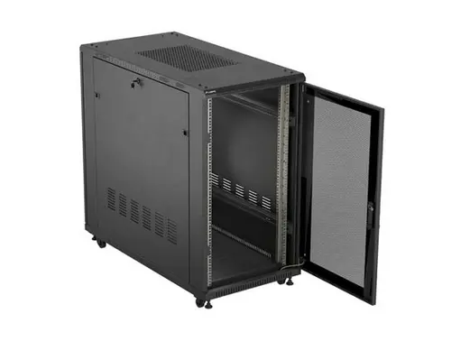 Комуникационен шкаф, Lanberg Rack Cabinet 19" Free-Standing 22U/600X1200 (FlAT Pack) With Mesh Door Black - image 2