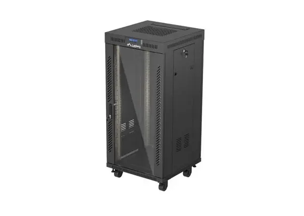 Комуникационен шкаф, Lanberg Rack Cabinet 19" Free-Standing 24U/600X600 (FlAT Pack) With Glass Door LCD Black V2