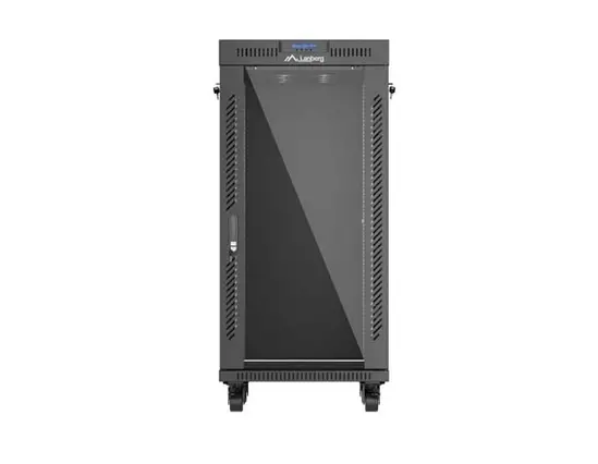 Комуникационен шкаф, Lanberg Rack Cabinet 19" Free-Standing 24U/600X600 (FlAT Pack) With Glass Door LCD Black V2 - image 1