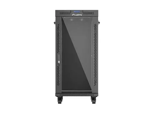 Комуникационен шкаф, Lanberg Rack Cabinet 19" Free-Standing 24U/600X600 (FlAT Pack) With Glass Door LCD Black V2 - image 1