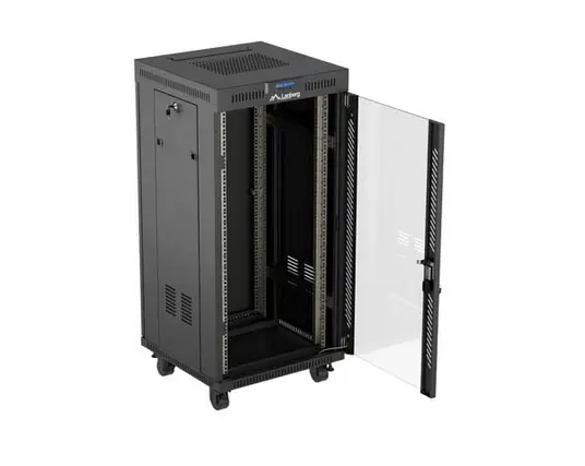 Комуникационен шкаф, Lanberg Rack Cabinet 19" Free-Standing 24U/600X600 (FlAT Pack) With Glass Door LCD Black V2 - image 3