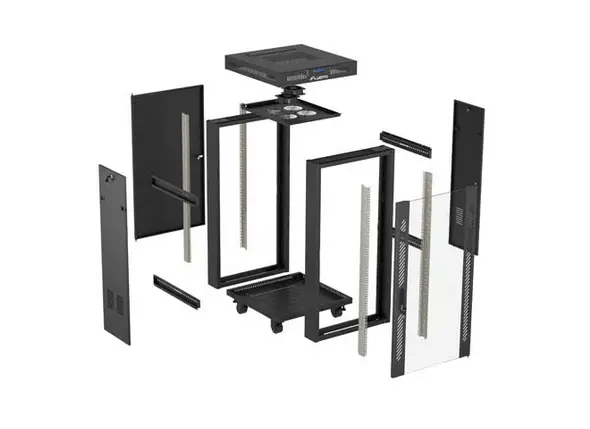 Комуникационен шкаф, Lanberg Rack Cabinet 19" Free-Standing 24U/600X600 (FlAT Pack) With Glass Door LCD Black V2 - image 6