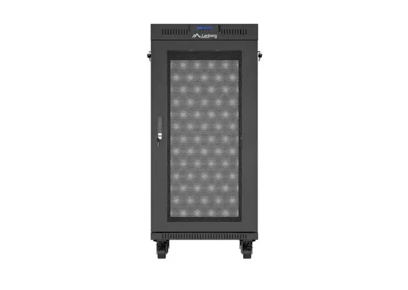 Комуникационен шкаф, Lanberg Rack Cabinet 19" Free-Standing 24U/600X600 (FlAT Pack) With Mesh Door LCD Black V2 - image 1