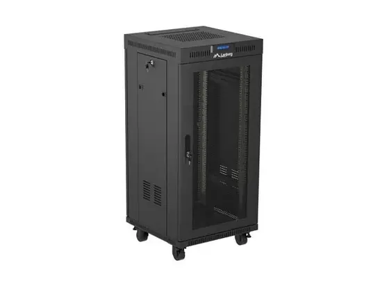 Комуникационен шкаф, Lanberg Rack Cabinet 19" Free-Standing 24U/600X600 (FlAT Pack) With Mesh Door LCD Black V2 - image 2