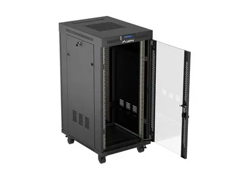 Комуникационен шкаф, Lanberg Rack Cabinet 19" Free-Standing 24U/600X800 (FlAT Pack) With Glass Door LCD Black V2 - image 2