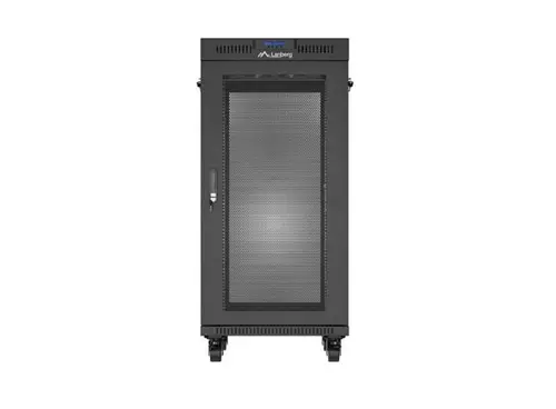 Комуникационен шкаф, Lanberg Rack Cabinet 19" Free-Standing 24U/600X800 (FlAT Pack) With Mesh Door LCD Black V2 - image 1