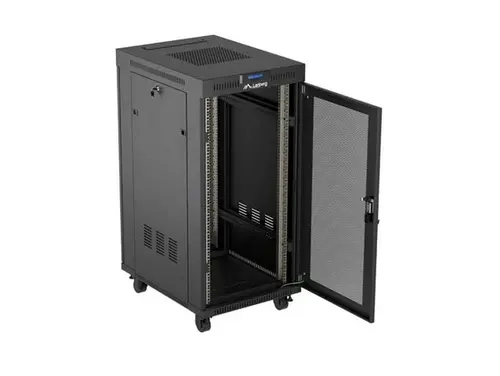 Комуникационен шкаф, Lanberg Rack Cabinet 19" Free-Standing 24U/600X800 (FlAT Pack) With Mesh Door LCD Black V2 - image 2