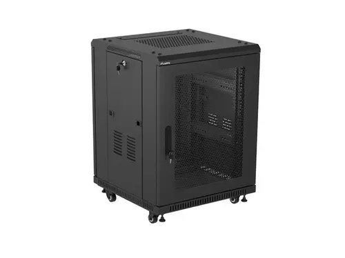 Комуникационен шкаф, Lanberg rack cabinet 19" free-standing 15U/600X600 (FLAT PACK) with mesh door black - image 3
