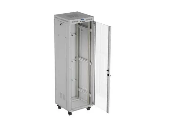 Комуникационен шкаф, Lanberg Rack Cabinet 19" Free-Standing 42U/600X600 (FlAT Pack) With Glass Door LCD Grey V2 - image 1
