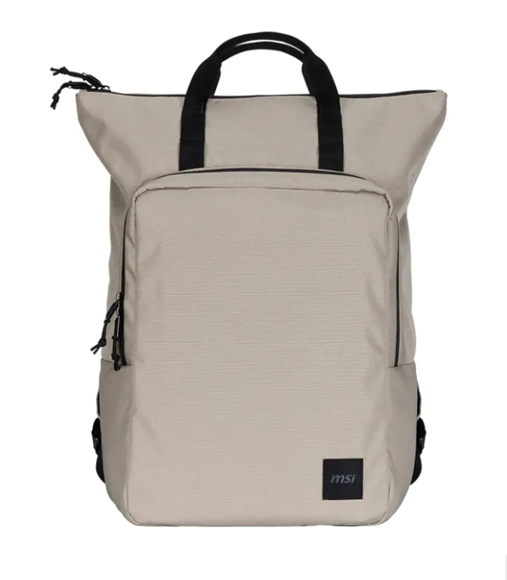 Раница, MSI Venture Backpack, For up to 16 inch laptops, Front zipper storage bag, Water-repellent and wear-resistant, Moisture - bacteria proof, Environmentally certification, Desert beige grey, 46 x 40 x 15cm , easily accommodating laptops under 16 inches