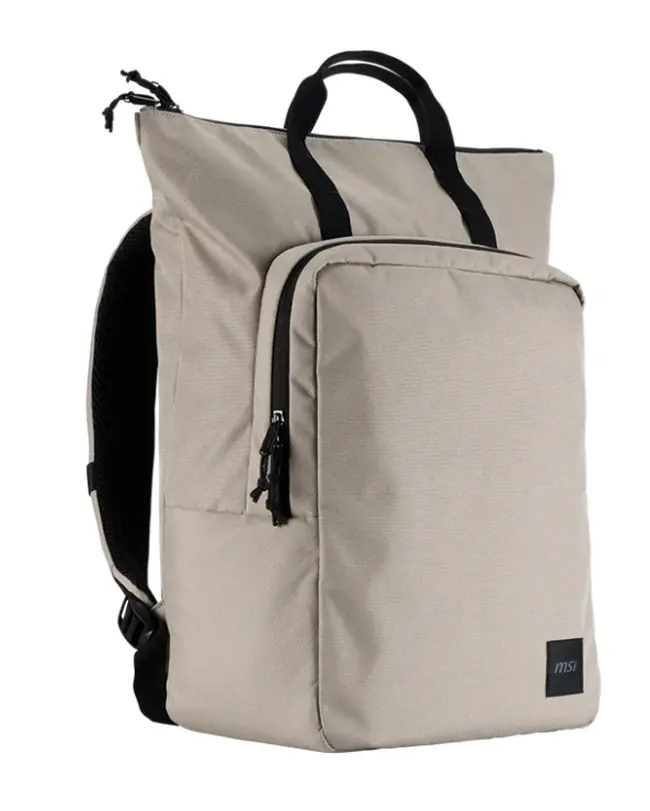Раница, MSI Venture Backpack, For up to 16 inch laptops, Front zipper storage bag, Water-repellent and wear-resistant, Moisture - bacteria proof, Environmentally certification, Desert beige grey, 46 x 40 x 15cm , easily accommodating laptops under 16 inches - image 1