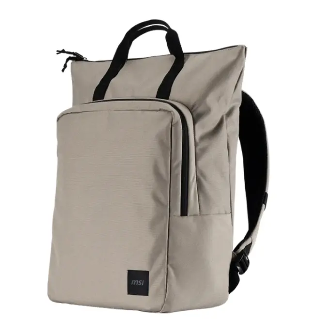 Раница, MSI Venture Backpack, For up to 16 inch laptops, Front zipper storage bag, Water-repellent and wear-resistant, Moisture - bacteria proof, Environmentally certification, Desert beige grey, 46 x 40 x 15cm , easily accommodating laptops under 16 inches - image 2