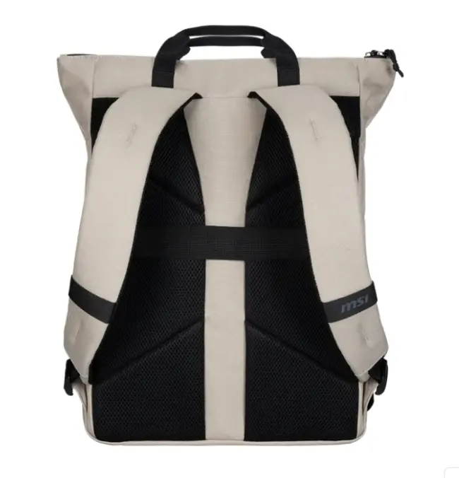 Раница, MSI Venture Backpack, For up to 16 inch laptops, Front zipper storage bag, Water-repellent and wear-resistant, Moisture - bacteria proof, Environmentally certification, Desert beige grey, 46 x 40 x 15cm , easily accommodating laptops under 16 inches - image 3