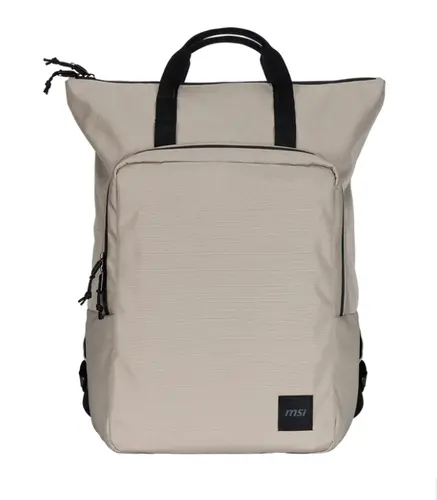 Раница, MSI Venture Backpack, For up to 16 inch laptops, Front zipper storage bag, Water-repellent and wear-resistant, Moisture - bacteria proof, Environmentally certification, Desert beige grey, 46 x 40 x 15cm , easily accommodating laptops under 16 inches