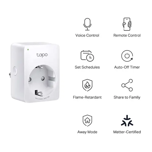 Мини интелигентен Wi-Fi контакт TP-LINK Tapo P100M,2300W - image 1